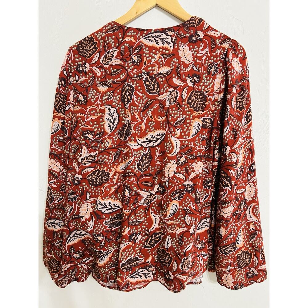 Jessica Simpson Leaves Blouse Kimono Sleeve Size Large - Picture 4 of 6